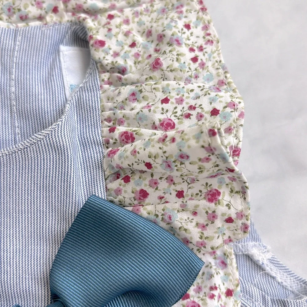 Paloma de la O Baby Girl’s Shortie with Floral Ruffles and Bow